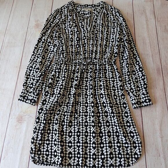Ann Taylor LOFT diamond print tie waist shirt dress sz SP - Picture 6 of 10